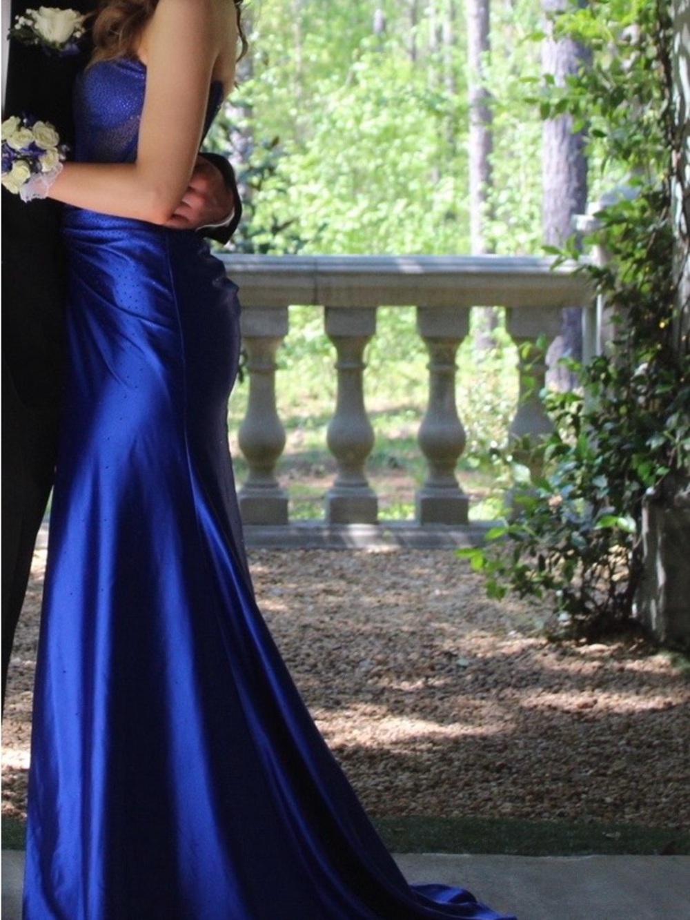 Elegant Royal Blue Satin Evening Gown - Women Dresses
